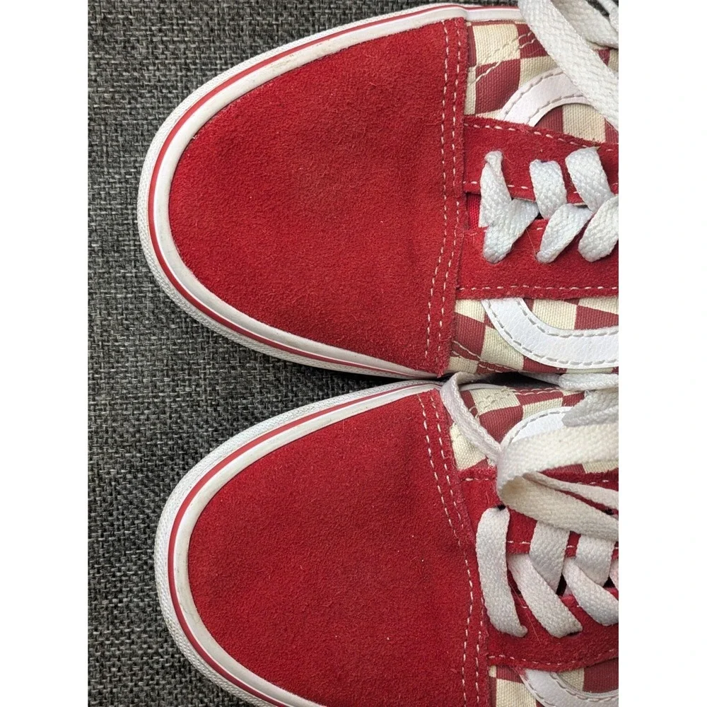 Vans Old‎ Skool Red & White Check Low Top Sneakers Size 8 Men / 9.5 Women Skate
